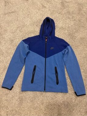 Nike Two-Tone Blue Full-Zip Hooded Performance Jacket